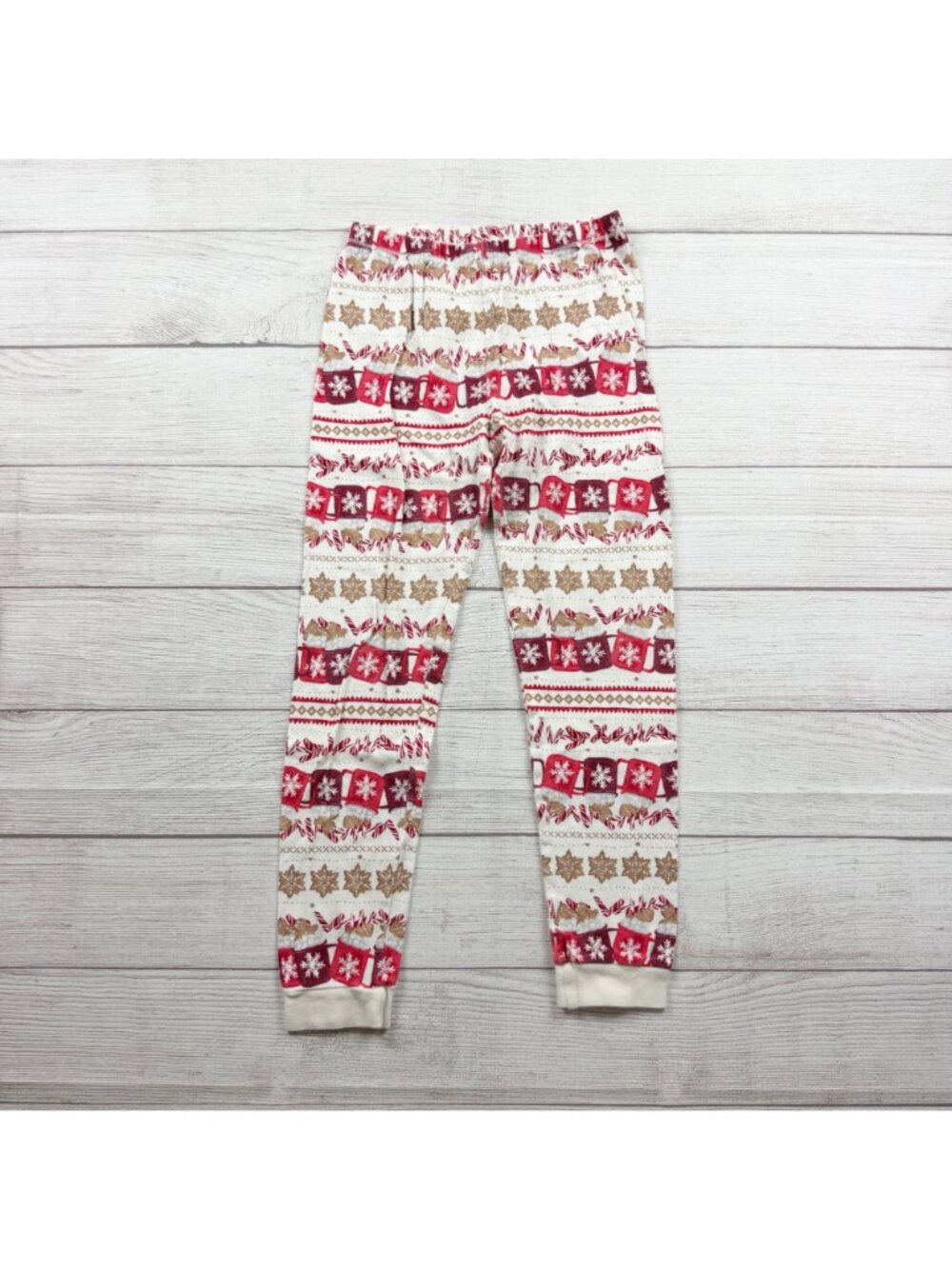 Burt's Bees Kids Holiday Pajama Set Red White Snowflake Candy Cane Pattern 10 - Picture 4 of 5